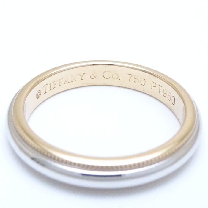 TIFFANY&Co. ティファニー ミルグレイン リング 指輪 3.5mm 12.5号 コンビカラー Pt950プラチナxK18YG イエローゴールド /290338【BJ】