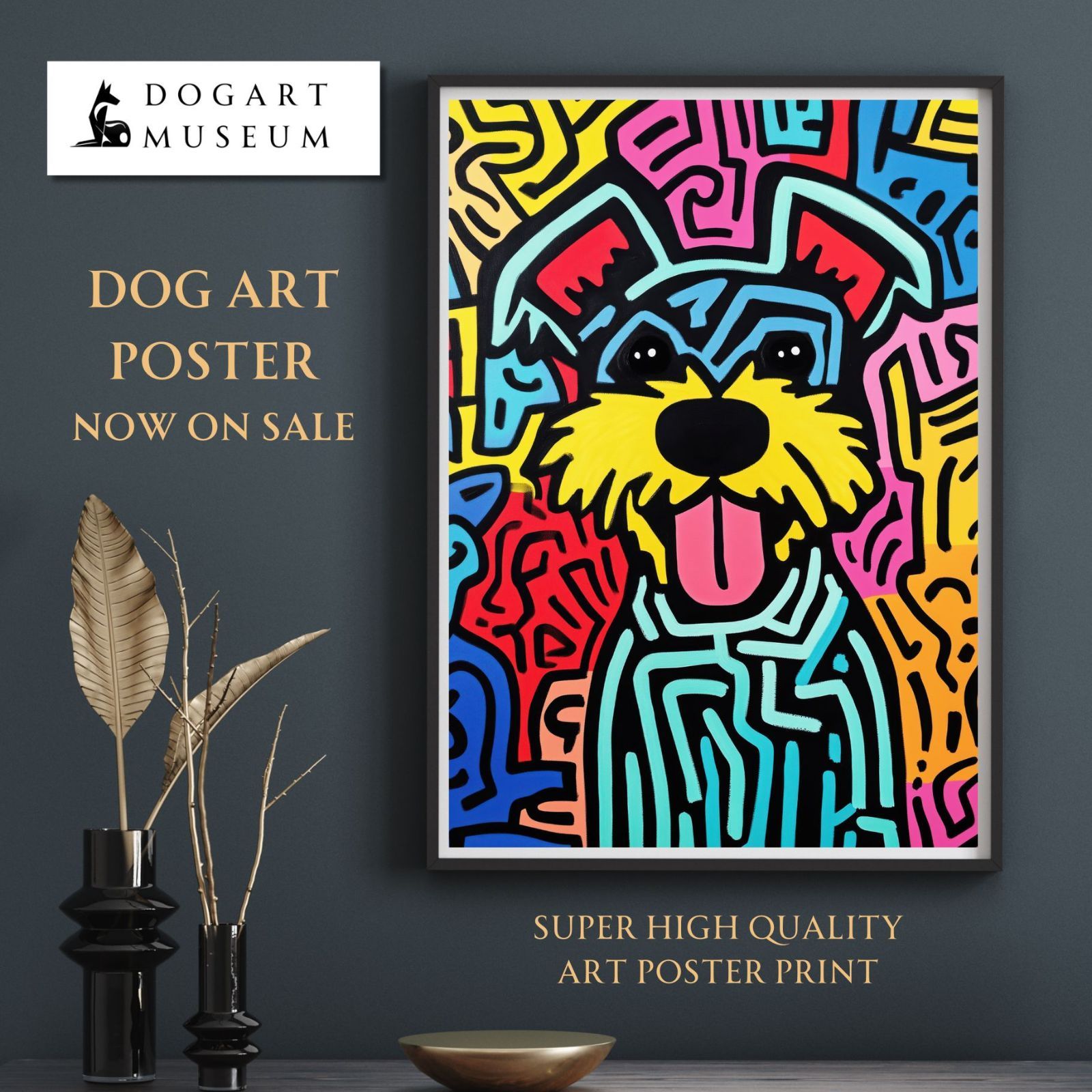 ハッピーライフ - シュナウザー No.3 ペットロス うちの子 記念日 アートポスター 犬の絵 犬のイラスト ギフト プレゼント