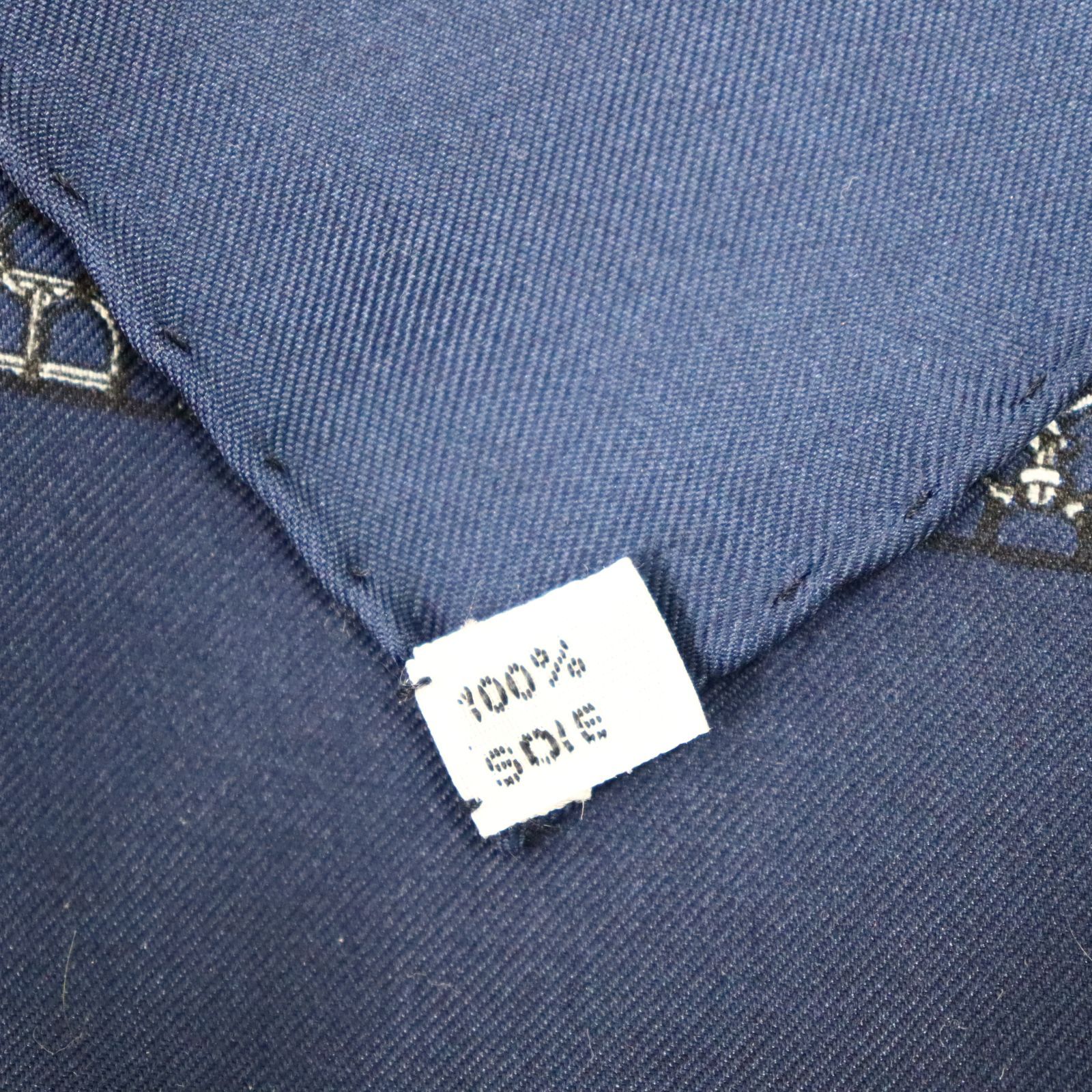 美品 HERMES エルメス カレ45 プチカレ シルク ネイビー ポケット