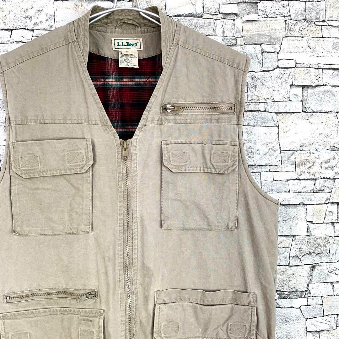 L.L.BEAN エルエルビーン フィッシングベスト チェック柄キルティング 