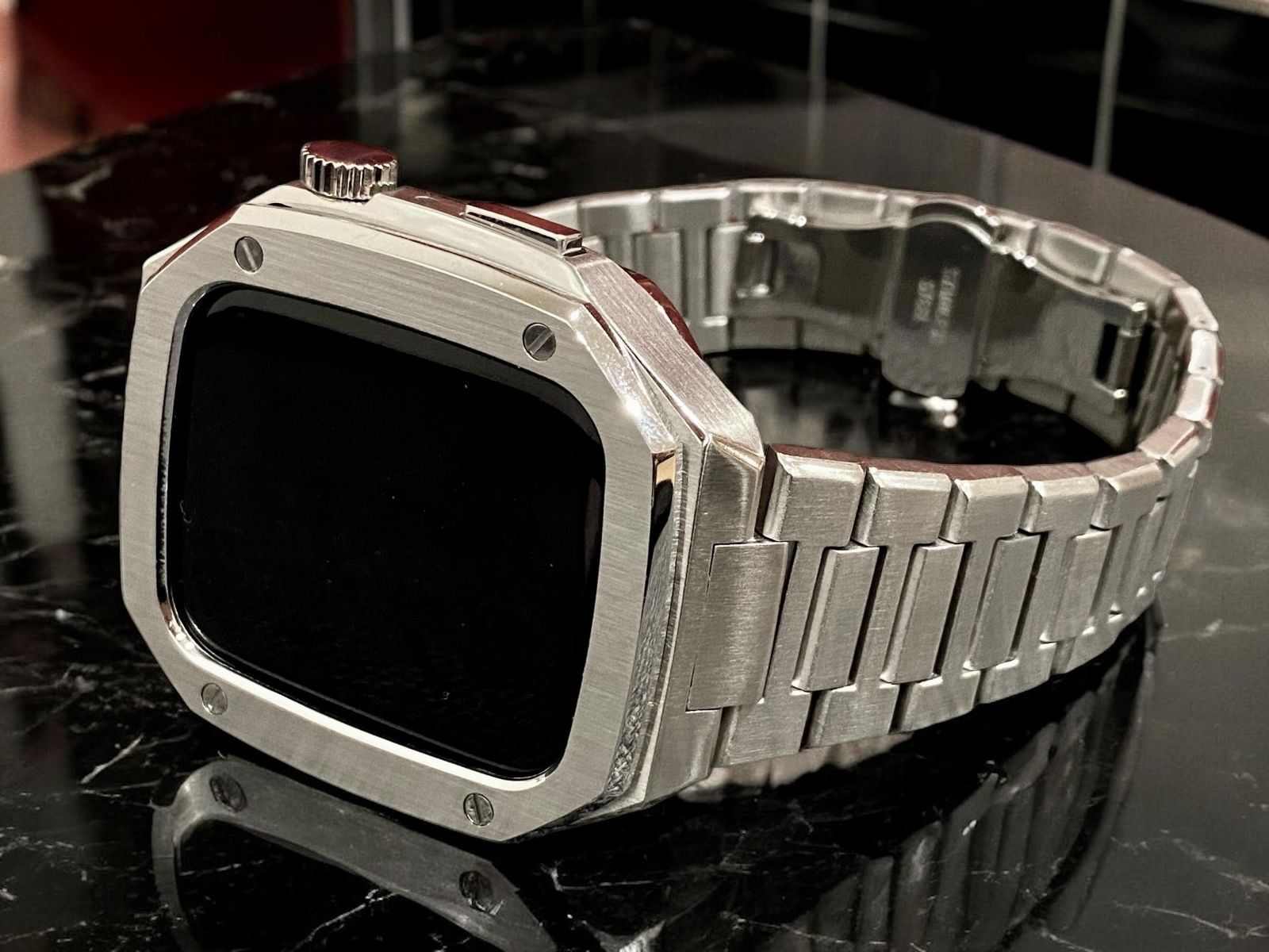 アップルウォッチカバーベルト ステンレスケースバンド ネジ不要 最新モデル カスタム 3