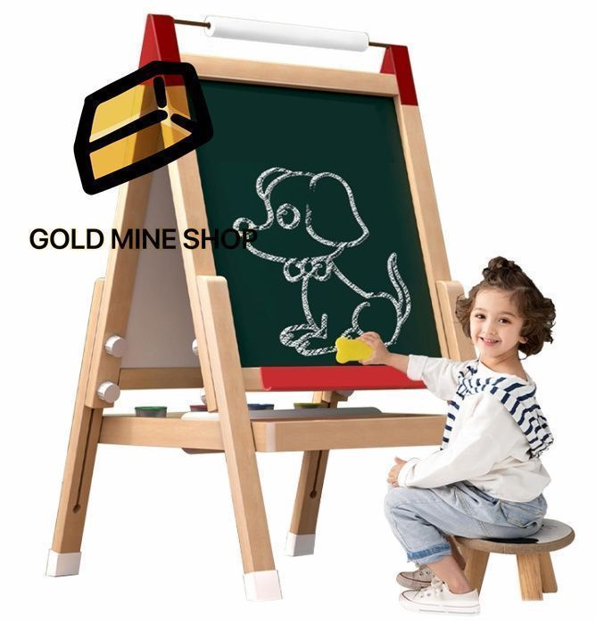 子ども用黒板 木製 イーゼル 子供用 お絵かきボード 両面使用 磁気 落書き画板 高さ調節 防塵性 消せる教育黒板とホワイトボード 描画