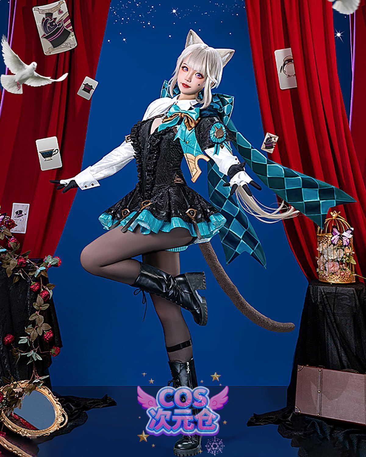 リネット ウィッグ付き 神併 リネット コスプレ ウィッグ付き リネの助手 原神 コスプレ衣装 フルセット コスチューム 大人用 仮装 文化祭 Genshin Lynette