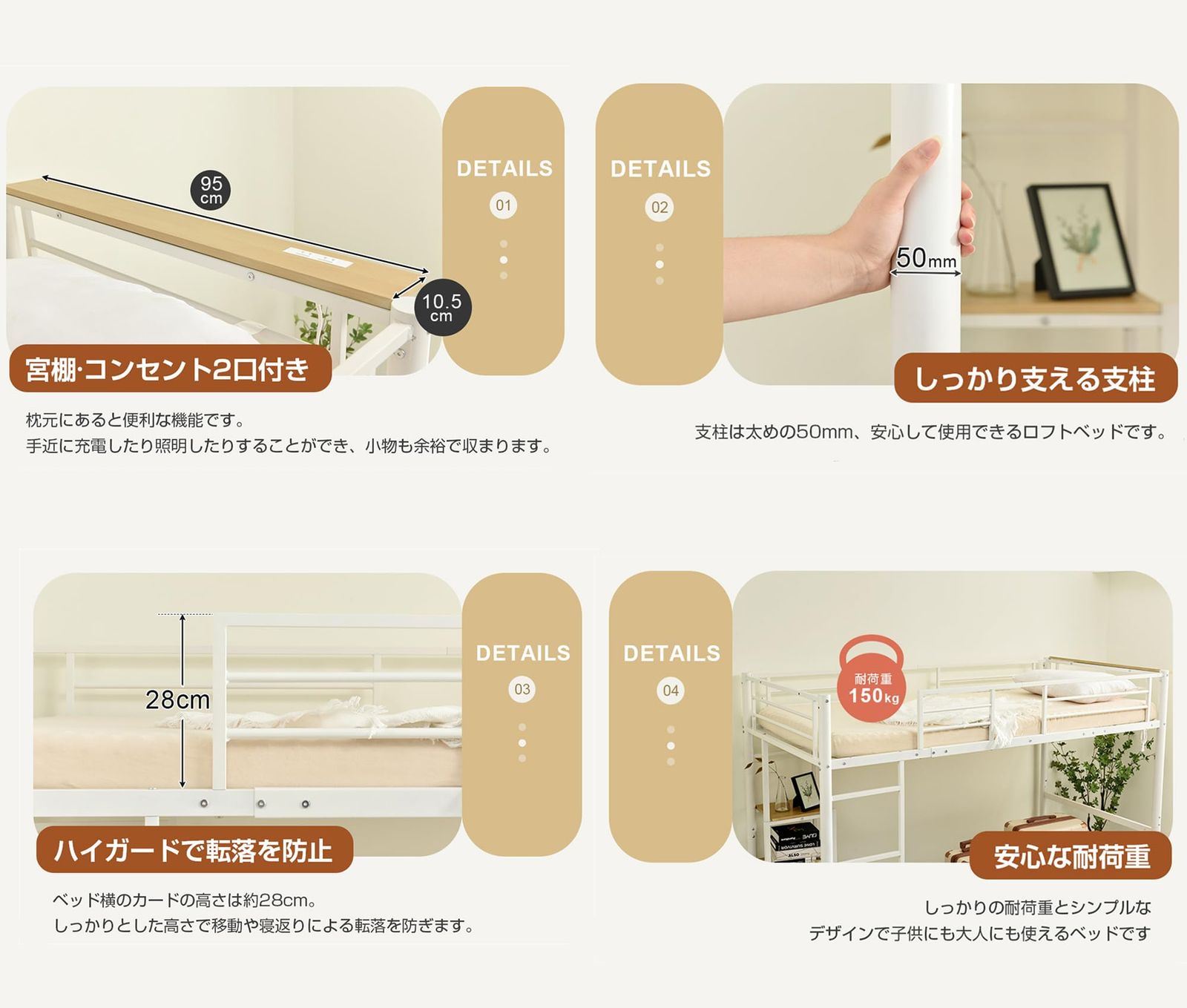 パイプ パイプベッド パイプベッド シングル シングル ベッド 北欧風 子供 耐震 スチール 子供部屋 一人暮らし おしゃれ 大人ベッド 二段ベッド 収納 収納棚 宮 新生活 デスク付き コンセント付き ロフトベッド OSJ WWW_KANDAIZUMI_COM