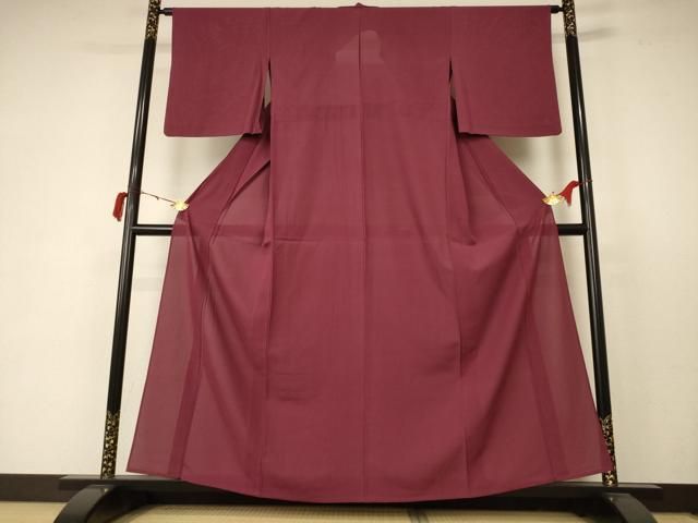 平和屋着物＊夏物 色無地 絽 小豆色 正絹 AABC3497jd