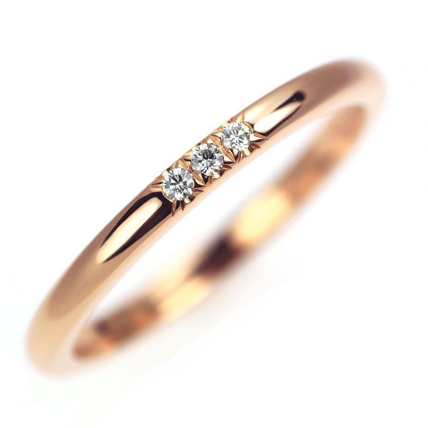 リング K18PG ダイヤモンド0.03ct 11号 透かしデザイン リング K18PG