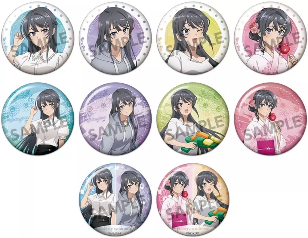青春ブタ野郎 桜島麻衣 缶バッジ 8個セット 新品】バッジ・ビンズ 【BOX】青春ブタ野郎シリーズ 描き下ろし