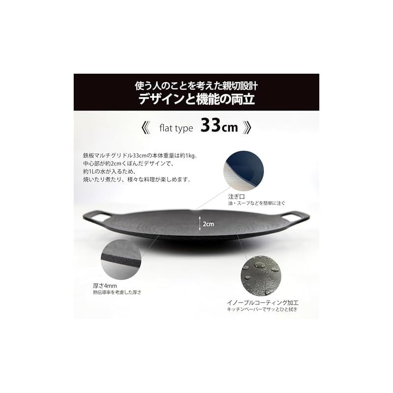 JHQ 鉄板マルチグリドル (【平型33cm】+グレーミトン＋収納
