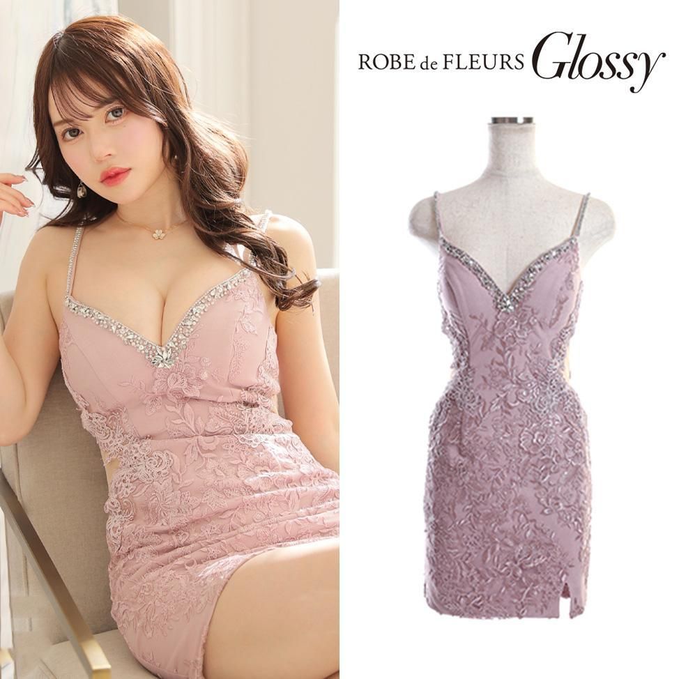 ROBE de FLEURS Glossy バックレースアップ マーメイド Glossy by ROBE de FLEURS/グロッシー】フリル シンプル サテン