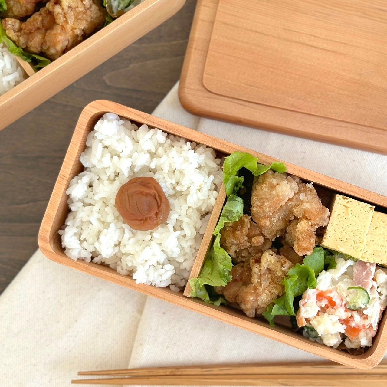 弁当箱 くりぬき シェア弁当箱 大 600ml 一段 木製 ナチュラル