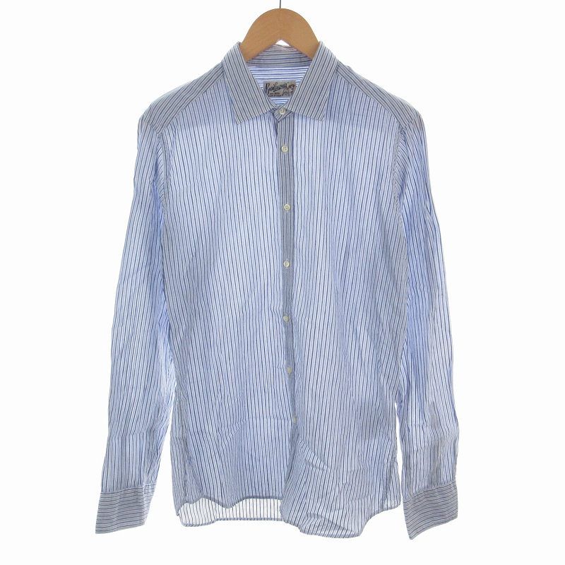 ベヴィラクア Bevilacqua シャツ レギュラーカラー ストライプ コットン 長袖 青 ブルー M SM3 /MM メルカリ