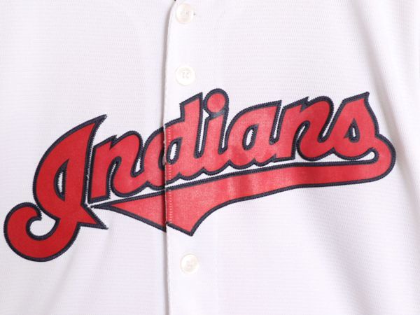 MLB オフィシャル インディアンズ ベースボール シャツ ボーイズ XL メンズ S 程 ユニフォーム ゲームシャツ メジャーリーグ 半袖シャツ 白 お得なクーポン配布中!】 MLB オフィシャル インディアンズ