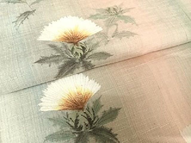 正絹米沢紬 紅花 平和屋着物○紅花紬 米沢 訪問着 作家物 彩峯 手描き 草花文