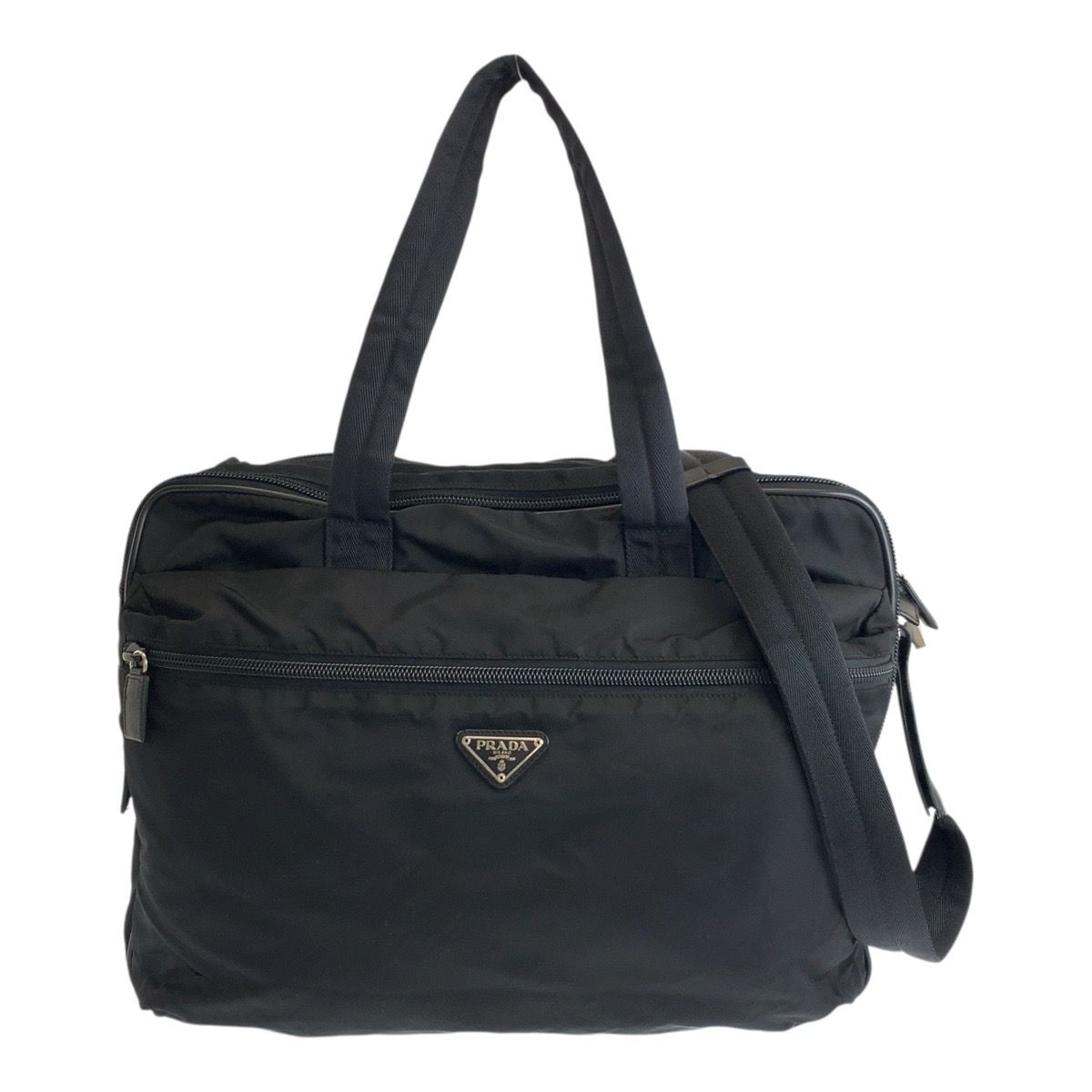美品 PRADA プラダ テスート 三角ロゴプレート ブラック 黒