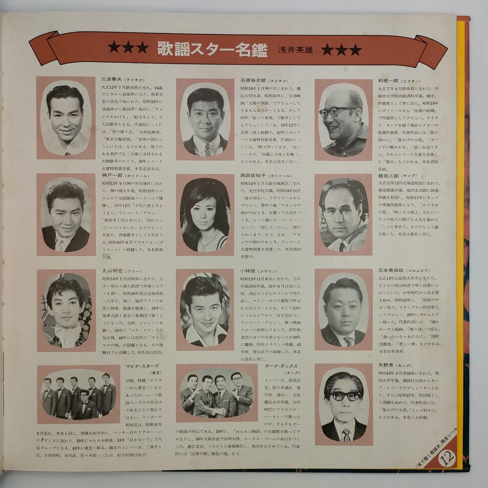 Columbia 日本歌謡史 レコード アルバム 日本歌謡史 第12集 昭和23年 COLUMBIA 33RPM 12インチ 1枚 LP