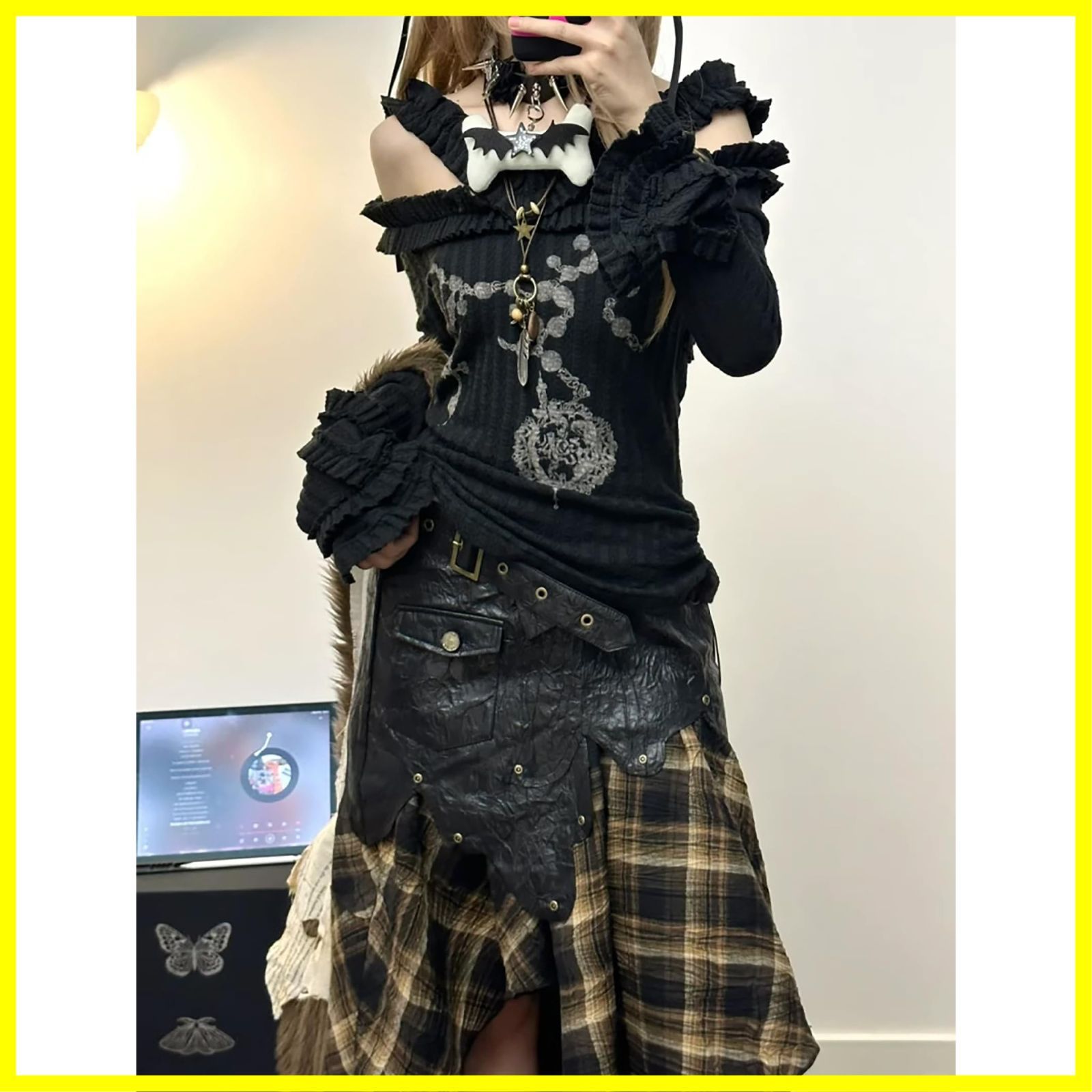 y2k 姫系 姫ギャル ゴスロリ パンク サブカル レース チェック スカート Amazon.co.jp: [XHSUKADO] パンク系 ゴシック サブカル
