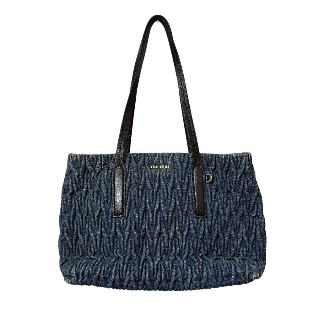 美品 miumiu ミュウミュウ デニムマテラッセ トートバッグ インディゴ 