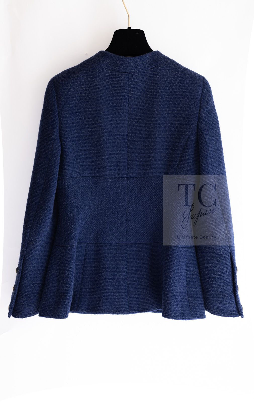 シャネル ジャケット CHANEL ヴィンテージ ネイビー ウール コットン