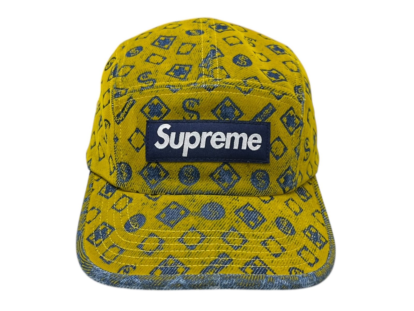 Supreme (シュプリーム) Flocked Denim Camp Cap Yellow キャンプキャップ 20807597 イエロー × ブルー メンズ/036