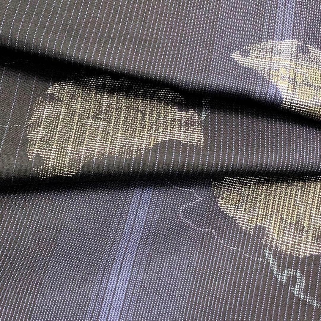 本場大島紬 泥染め 黒地に雪輪模様 9マルキ トールサイズ 袷 ガード