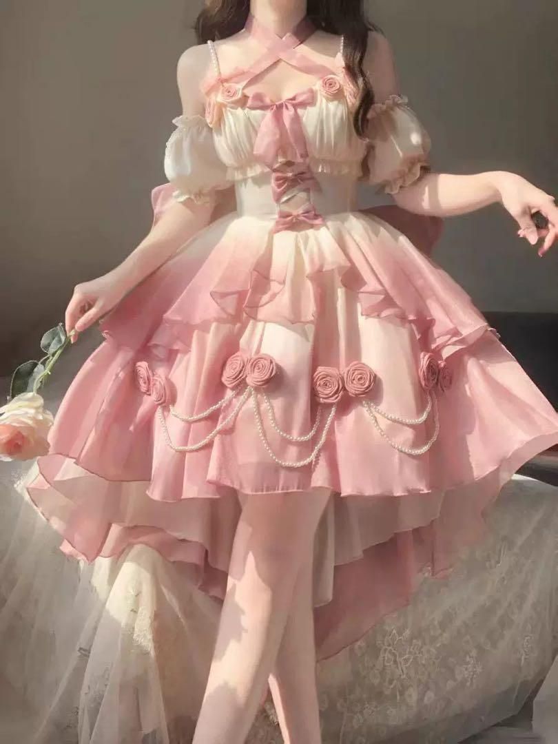 ロリータワンピース 華ロリ ティアード コスプレ衣装 ゴシック