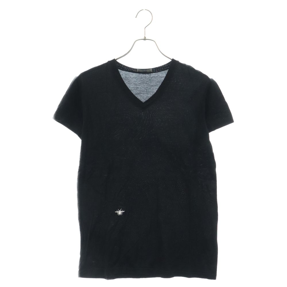 Dior HOMME (ディオールオム) Bee刺繍 Vネック 半袖Tシャツ カットソー ブラック 263J631B0039