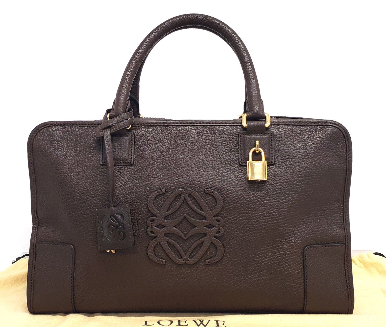 楽天市場】【ポイント2倍】極 美品 保存袋付き LOEWE ロエベ アマソナ 36 アナグラム ロゴ レザー 本革 ハンドバッグ ミニ ボストンバッグ  ブラック 黒 34254【送料無料】【中古】 : Trip Used Vintage 楽天市場店