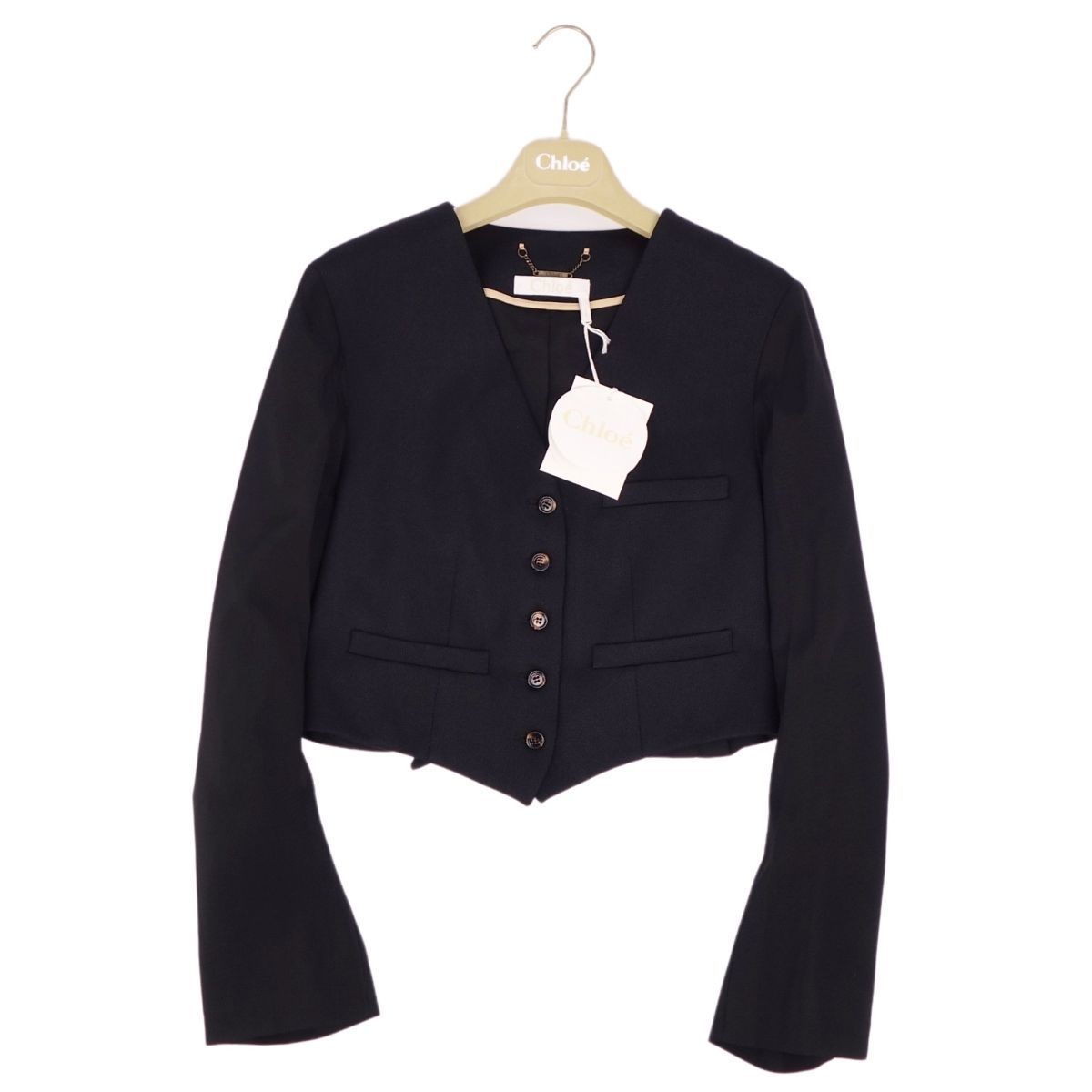 未使用 クロエ Chloe ジャケット ショート丈 ウール コットン アウター 