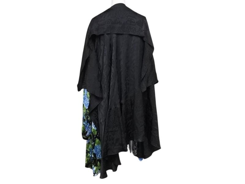 バレンシアガ ワンピース 花柄 575428 イタリア製 レーヨン シルク ブラック マルチ サイズ40 4 b 003883