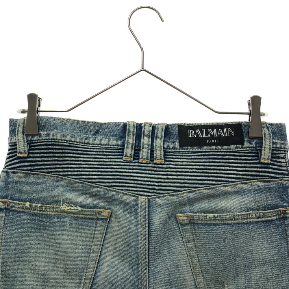 BALMAIN バルマン クラッシュ バイカーデニムパンツ インディゴ POHT551C710V BALMAIN (バルマン) クラッシュ バイカーデニムパンツ インディゴ