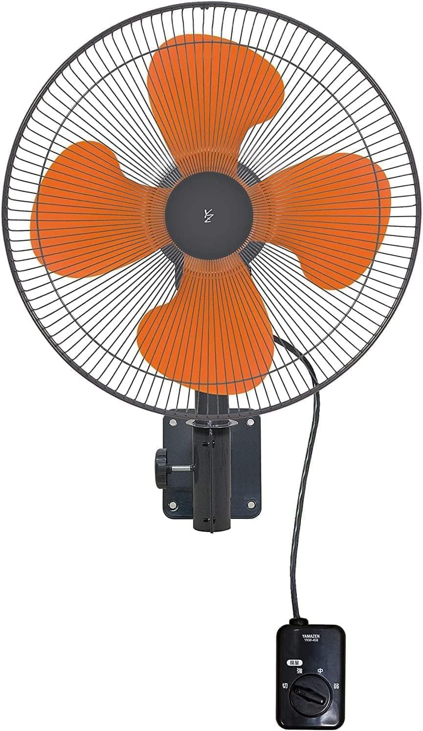 商品 壁掛け式 工業扇 ロータリースイッチ 45cm 風量3段階調節 扇風機 オレンジ 山善 YKW-4511
