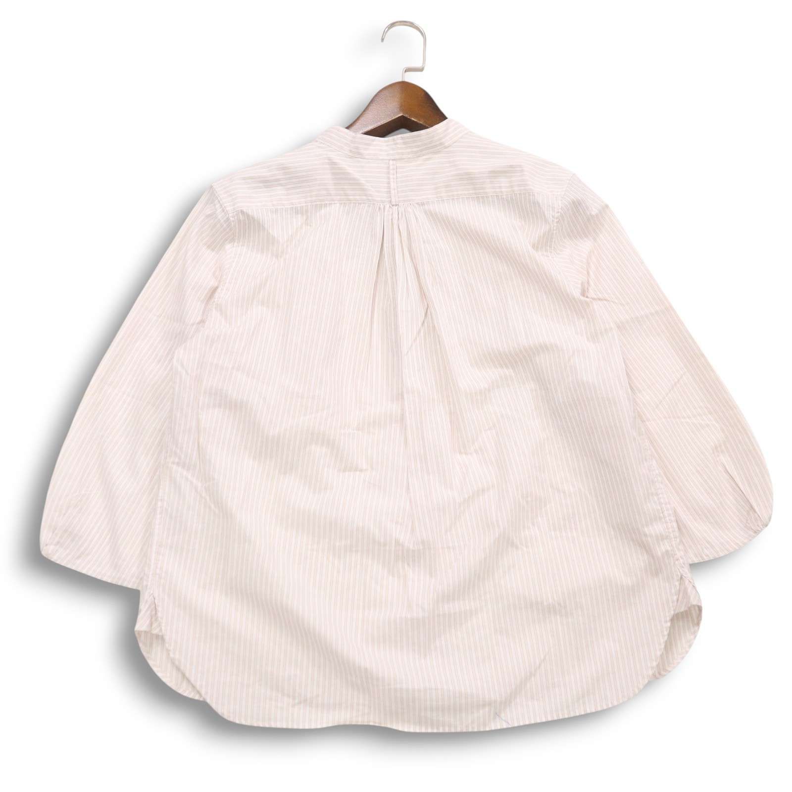 美品　22SS マーガレットハウエル バンドカラー ストライプ 半袖シャツ MARGARET HOWELL - MHL , バンドカラー半袖シャツ ストライプの