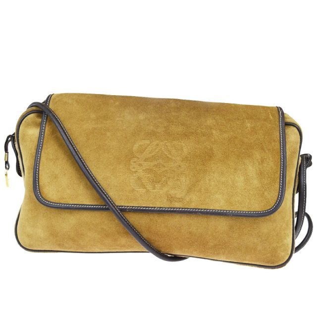 【中古】 ロエベ(Loewe) スエード，レザー ショルダーバッグ ブラウン 07FB277