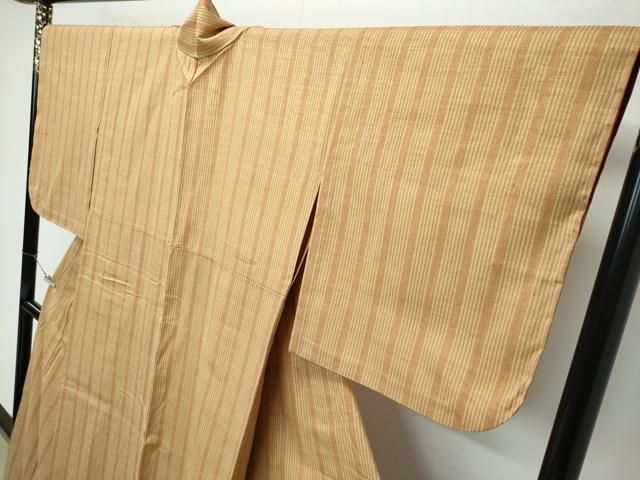 平和屋本店□極上 本場結城紬 重要無形文化財 胴抜き仕立て 間道 丁字