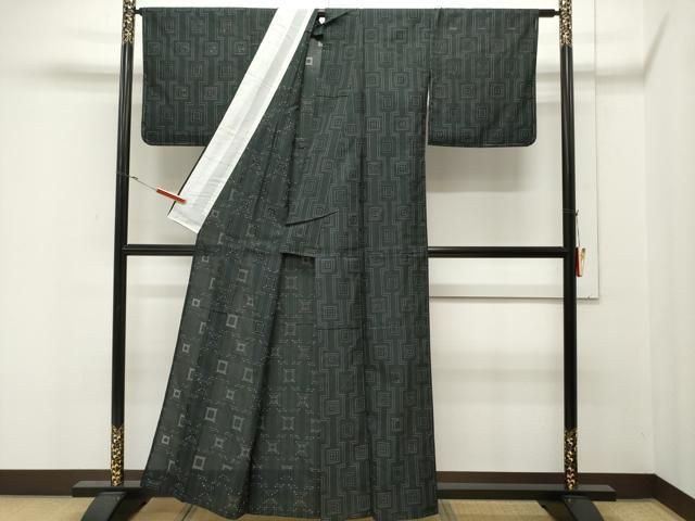 平和屋着物○上質な小紋 絞り 藍吉祥文 正絹 逸品 CAAU2257yc