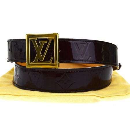 【中古】 美品 ルイヴィトン LOUIS VUITTON サンチュール フレーム ベルト モノグラム ヴェルニ アマラント エナメル 95cm M6849 62EK131