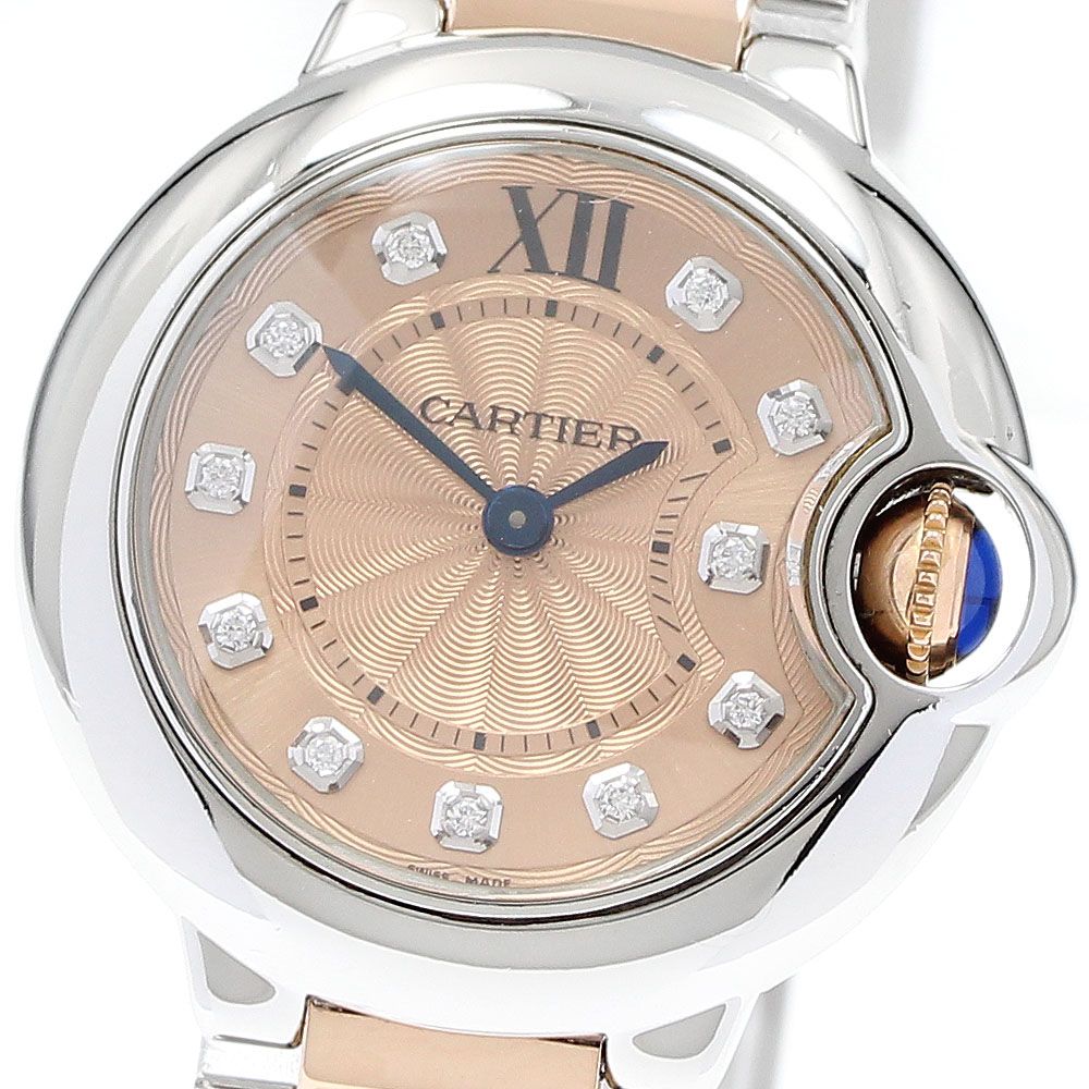 カルティエ CARTIER WE902052 バロンブルーSM K18PGコンビ 11Pダイヤ  