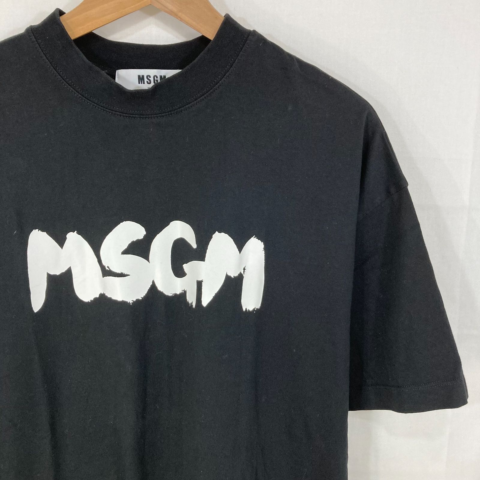 MSGM brushed MSGM logo t-shirt 3440MM201 S　ロゴプリント　モックネック 半袖 Tシャツ