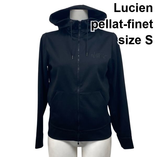 ◆ ルシアンペラフィネ Lucien pellat-finet パーカー 長袖 フーディ スカル ダブルジップ スタッズ 黒 コットン S 7号 レディース S5W206