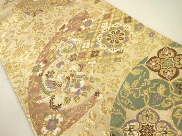 正絹袋帯向かい鳥花唐草 袋帯 秀品 花唐草 鳥 箔 唐織 薄紫 六通 正絹 【中古】 - メルカリ