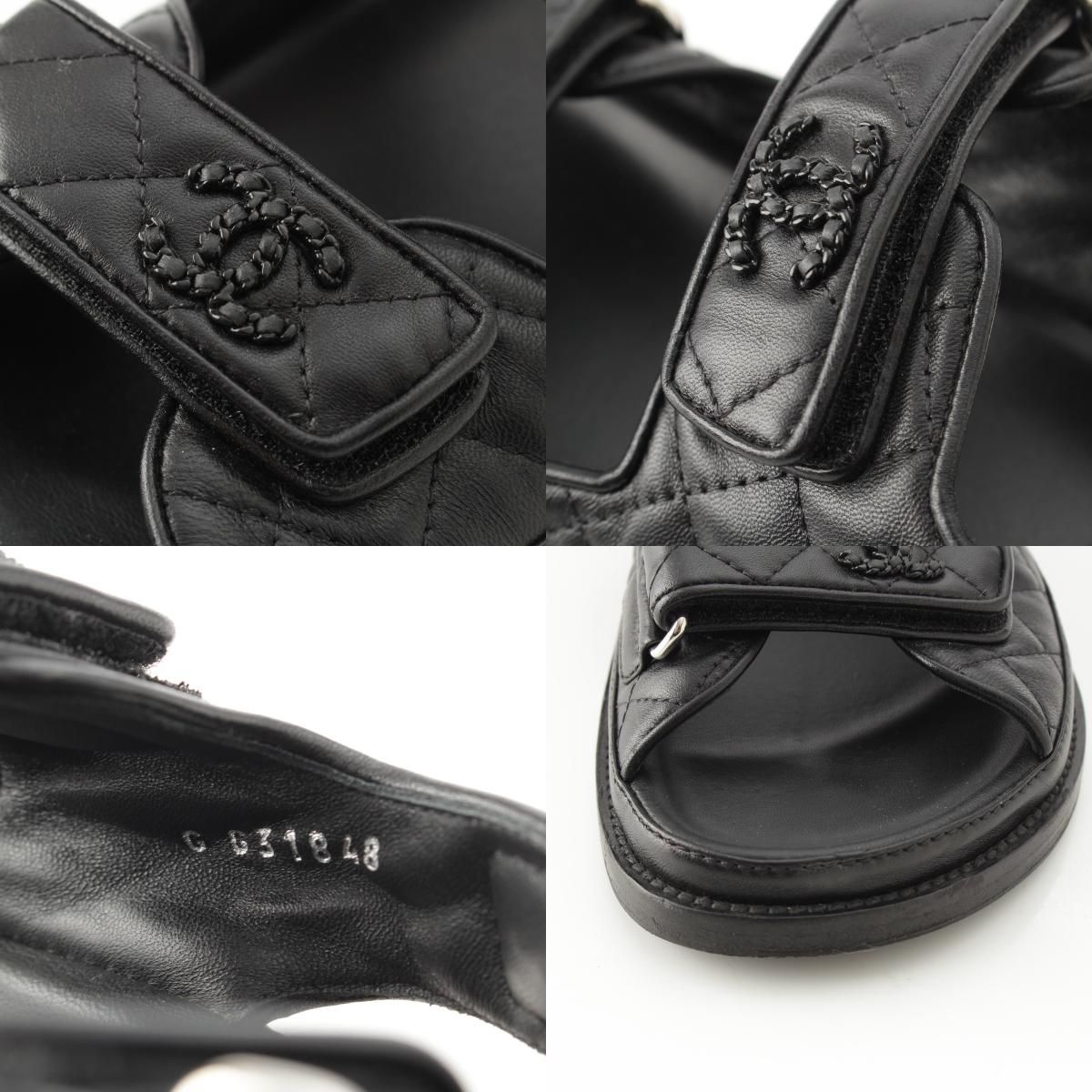 シャネルCHANEL　17P G31848 マトラッセコンフォートスポーツサンダル[LFWP44204] シャネル 17P マトラッセ レザー ココマーク ストラップ コンフォート ベルクロ サンダル シューズ G31848 ブラック 38中古