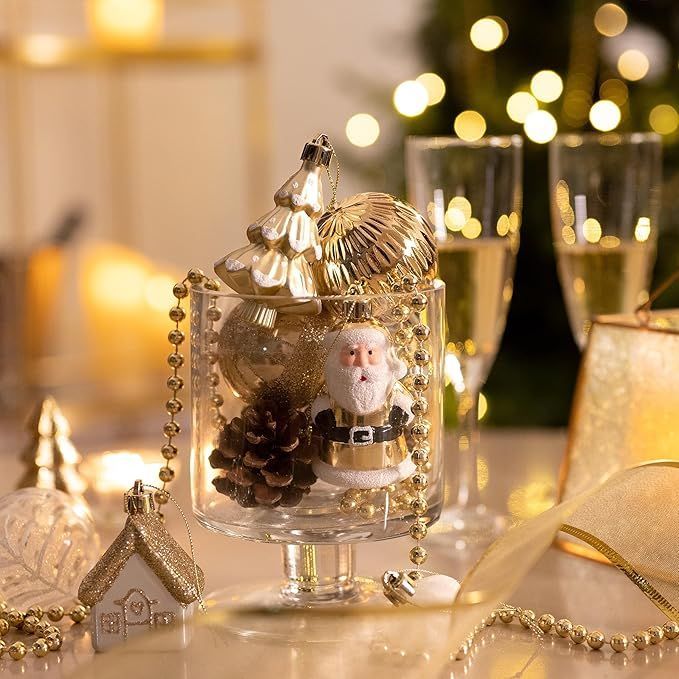 Valery Madelyn クリスマスツリーボールセット 40個 白と金色の