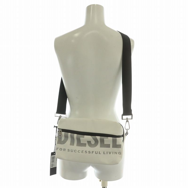 DIESEL ショルダーバッグ ディーゼル DIESEL ショルダーバッグ PVC Wファスナー ロゴ 白