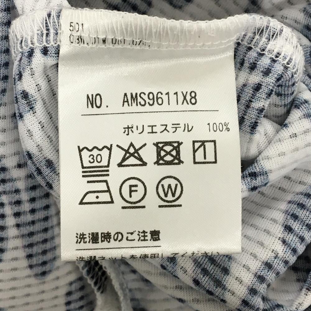 アンパスィ 半袖ポロシャツ 白×ネイビー 英字柄 ロゴワッペン メンズ