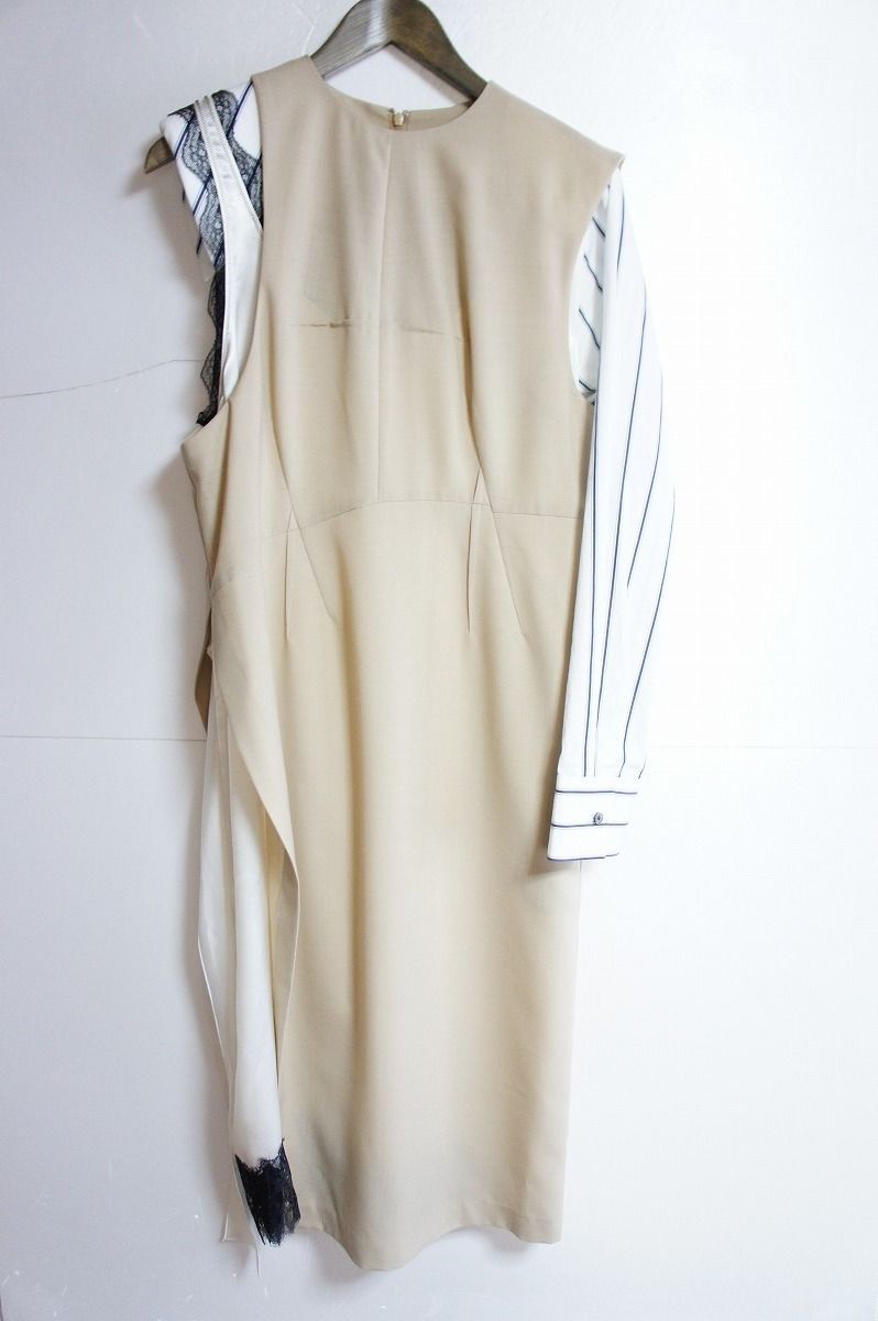 19SS IRENEアイレネ アシンメトリー シャツ ドッキング ドレス