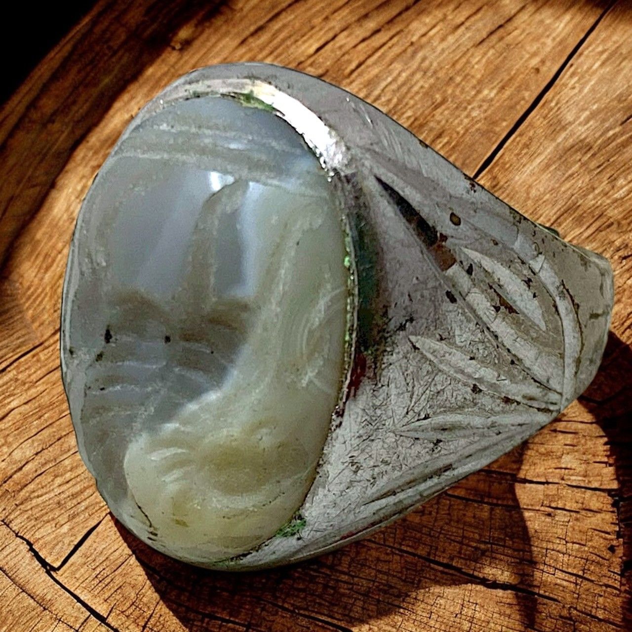 반지, 반지, 마노, 조각품, No. 22, 인디언 주얼리, 견고한 디자인, 빈티지 앤틱 빈티지 의류, 빈티지 60년대, 70년대, 80년대, 90년대, 실버 브라스, P10/