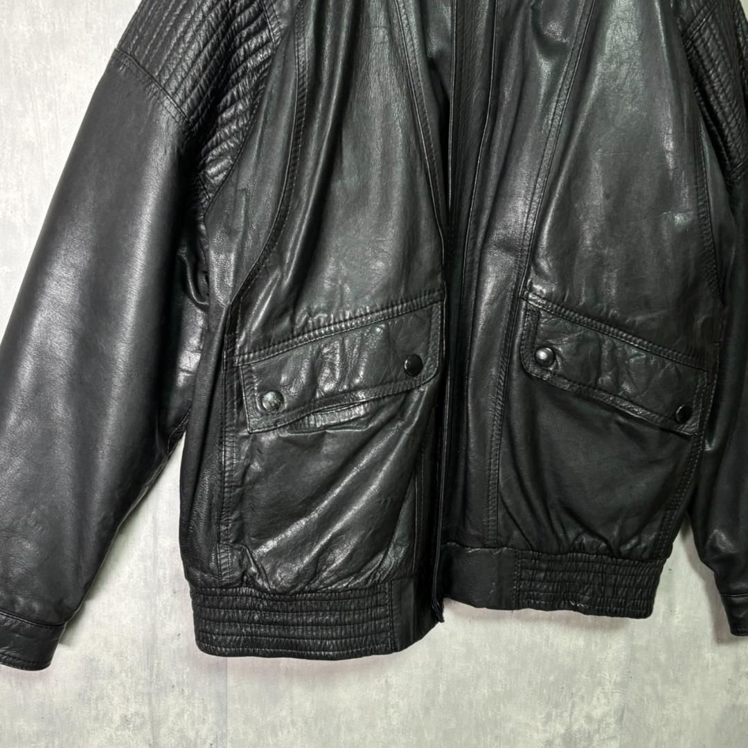 Vintage Leather blouson 短丈 本革 黒 個性派 ギミック 短丈 割引 レザー ブルゾン 本革 黒 ヴィンテージ