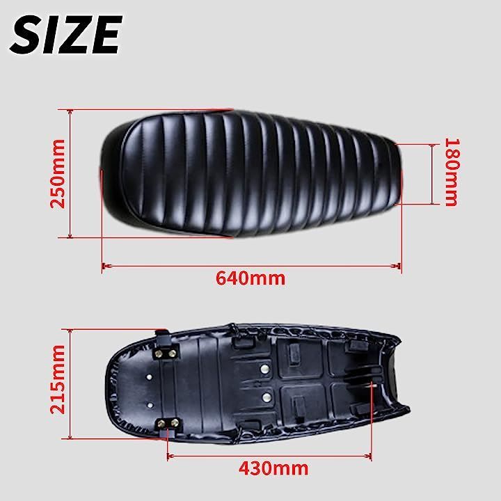 Lezalic タックロール風 バイク シート ヴィンテージ フラットシート 全長640mm 幅250mm 汎用 TW200 SR400 W1 W600 SR500 GB250 FTR223 TW225 VANVAN BILLOVLOGS_CO_UK