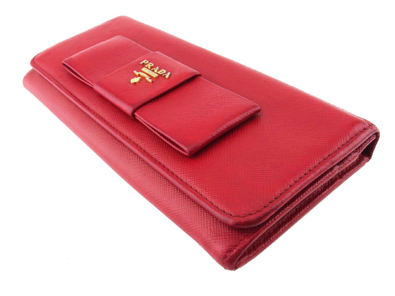 【X'masセール★30%OFF】プラダ PRADA 長財布リボン フィオッコ レッド ゴールド レディース 中古 プラダ PRADA 長財布 リボン フィオッコ レッド ゴールド レディース