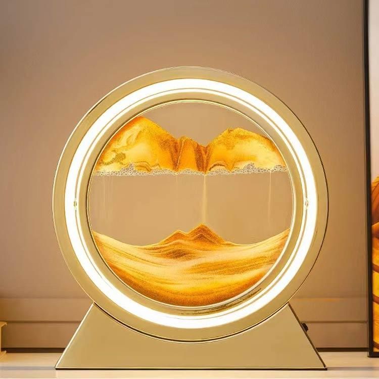 サンドピクチャー動く砂のアート絵LEDライト付き流れる砂フレーム飾り置物3D抽象的な風景オフィスの装飾デスクトップホームオフィス仕事装飾品
